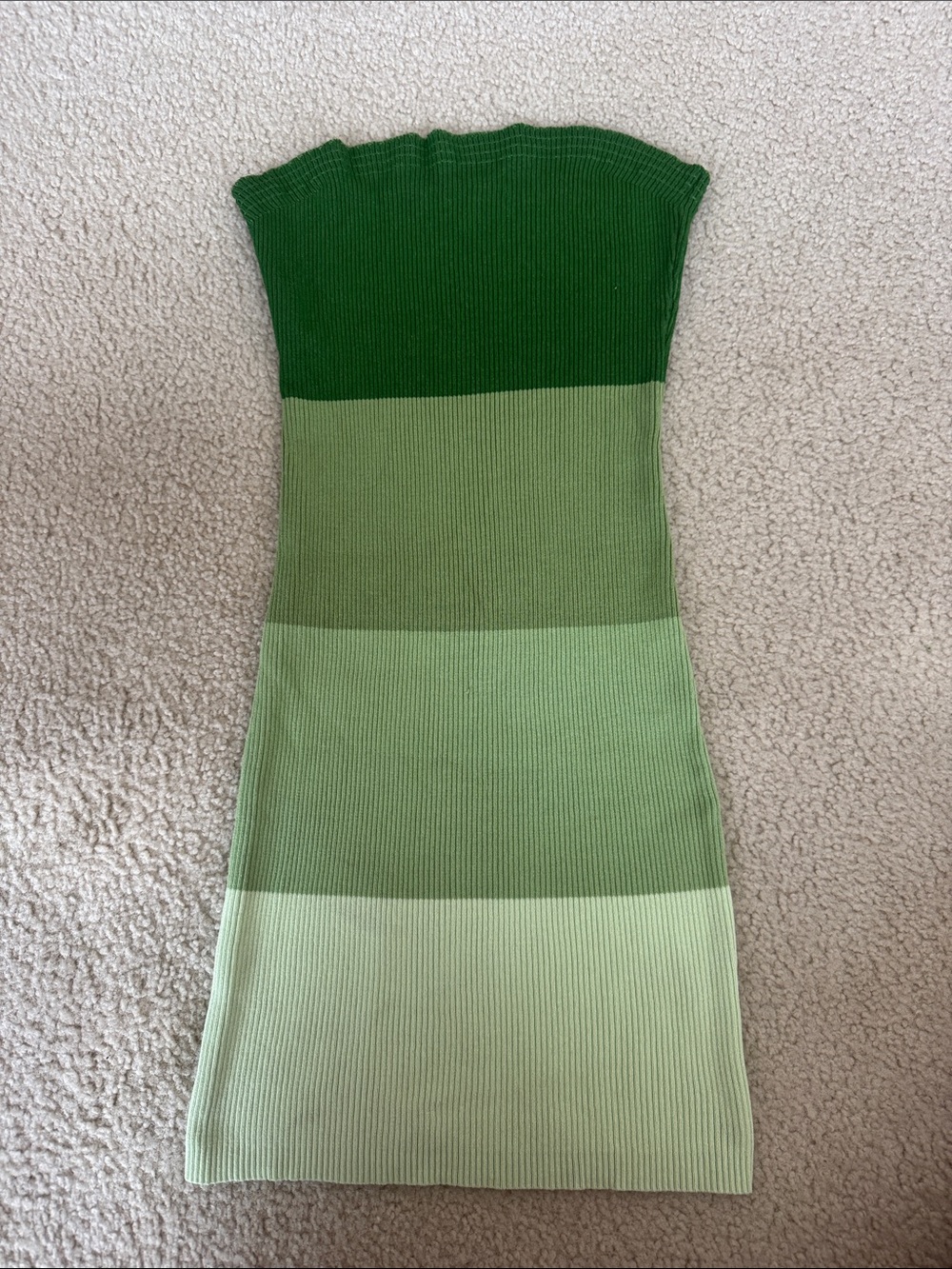 Strapless Green Ombre Ribbed Bodycon Dress